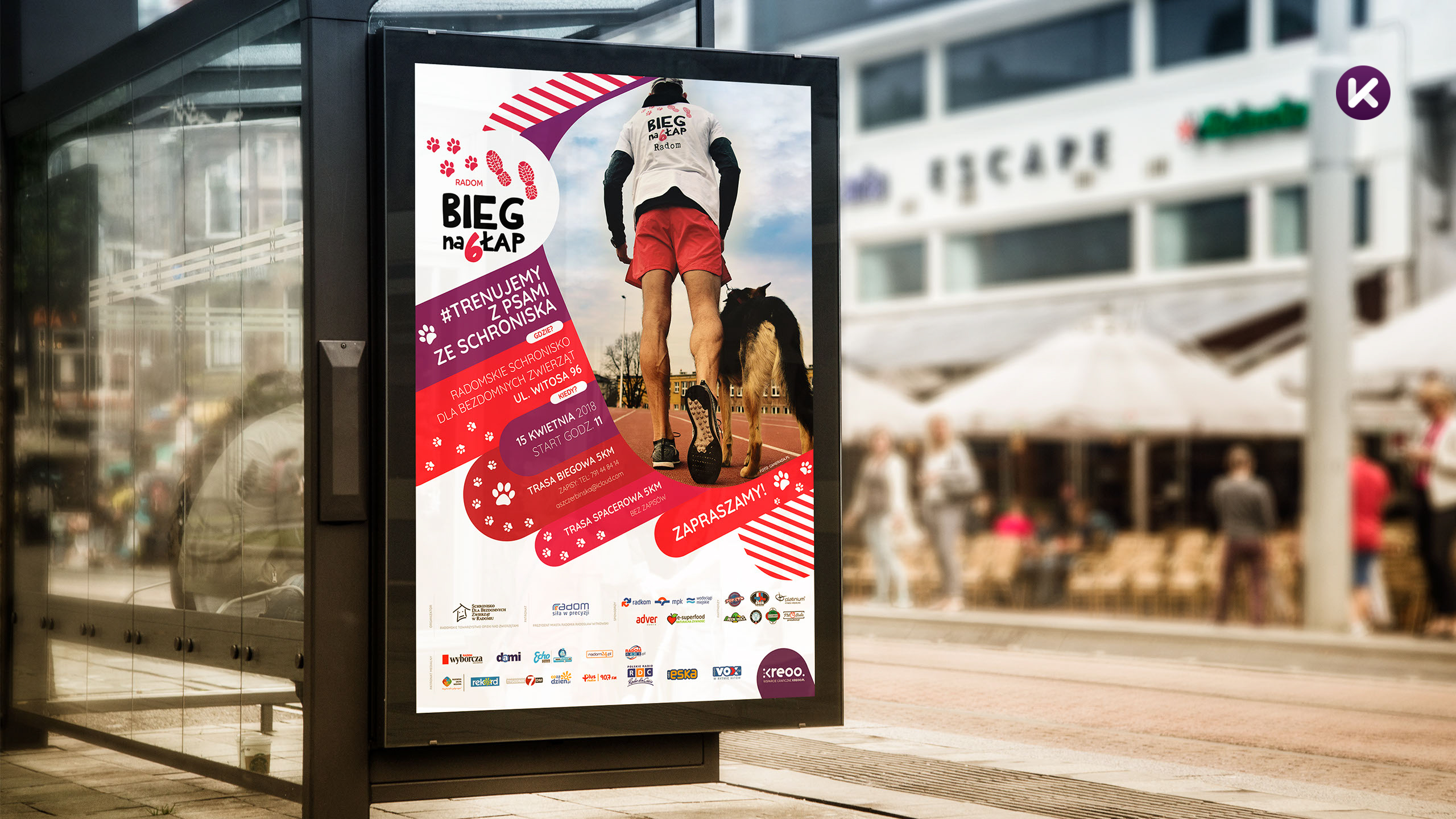 Duży plakat reklamowy promujący Bieg na 6 łap