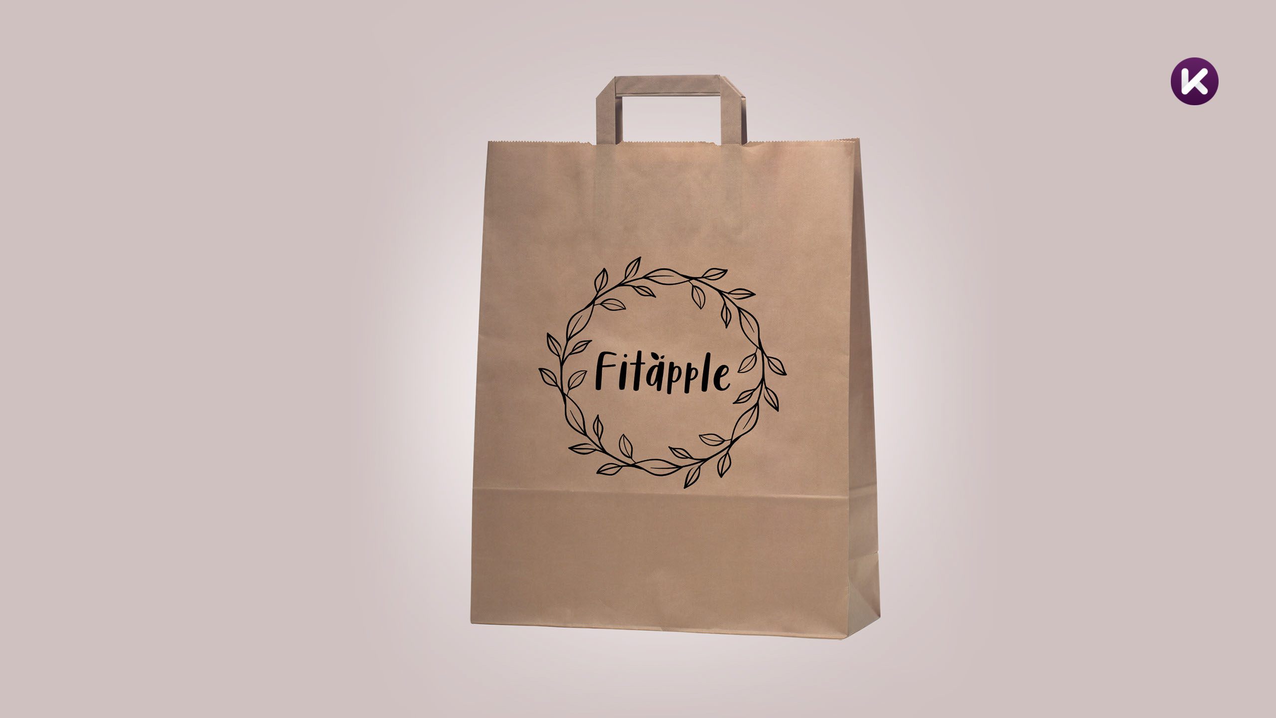 Logo Fitapple na torbie papierowej