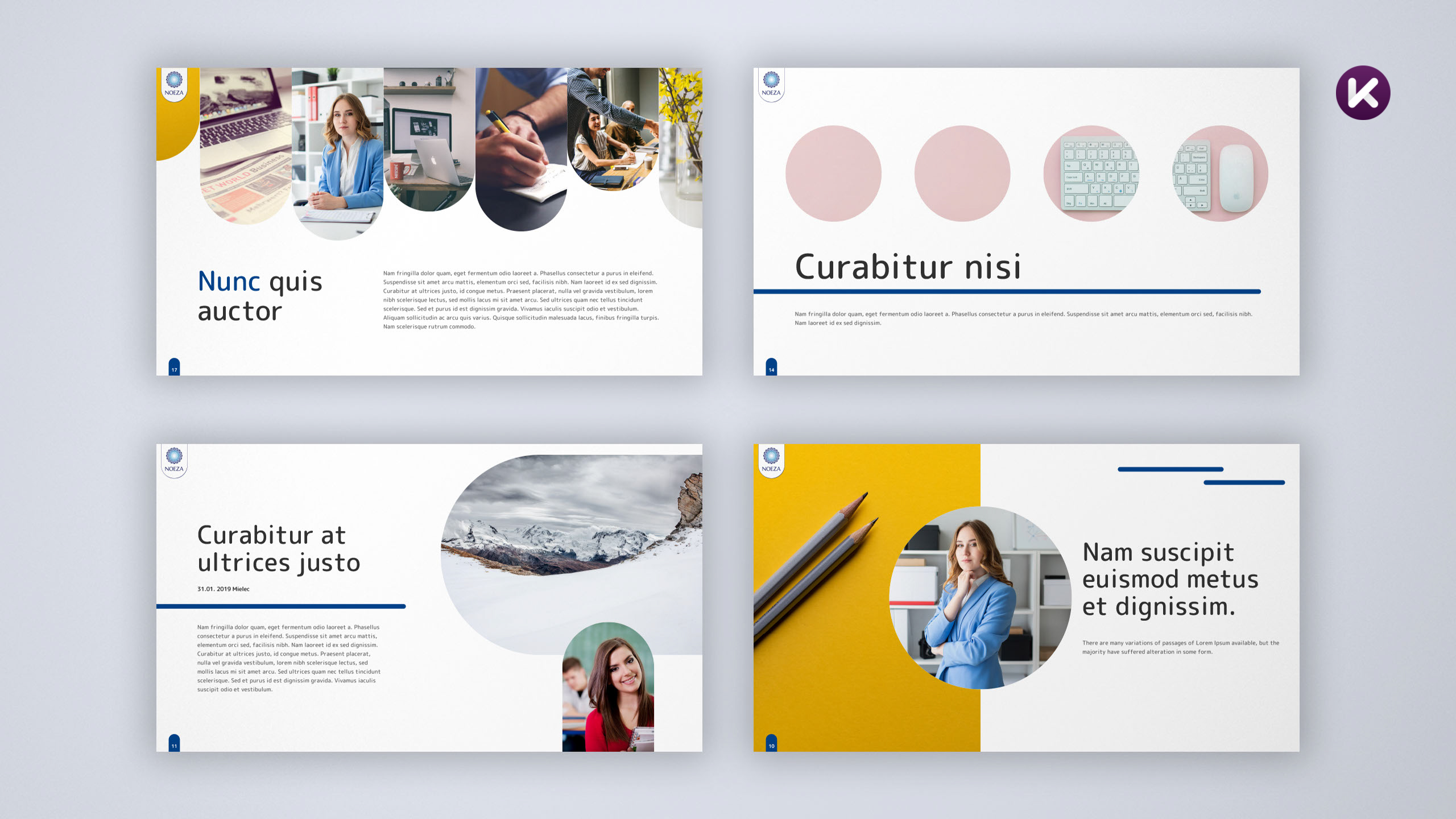 Przykładowe szablony prezentacji multimedialnej Noeza