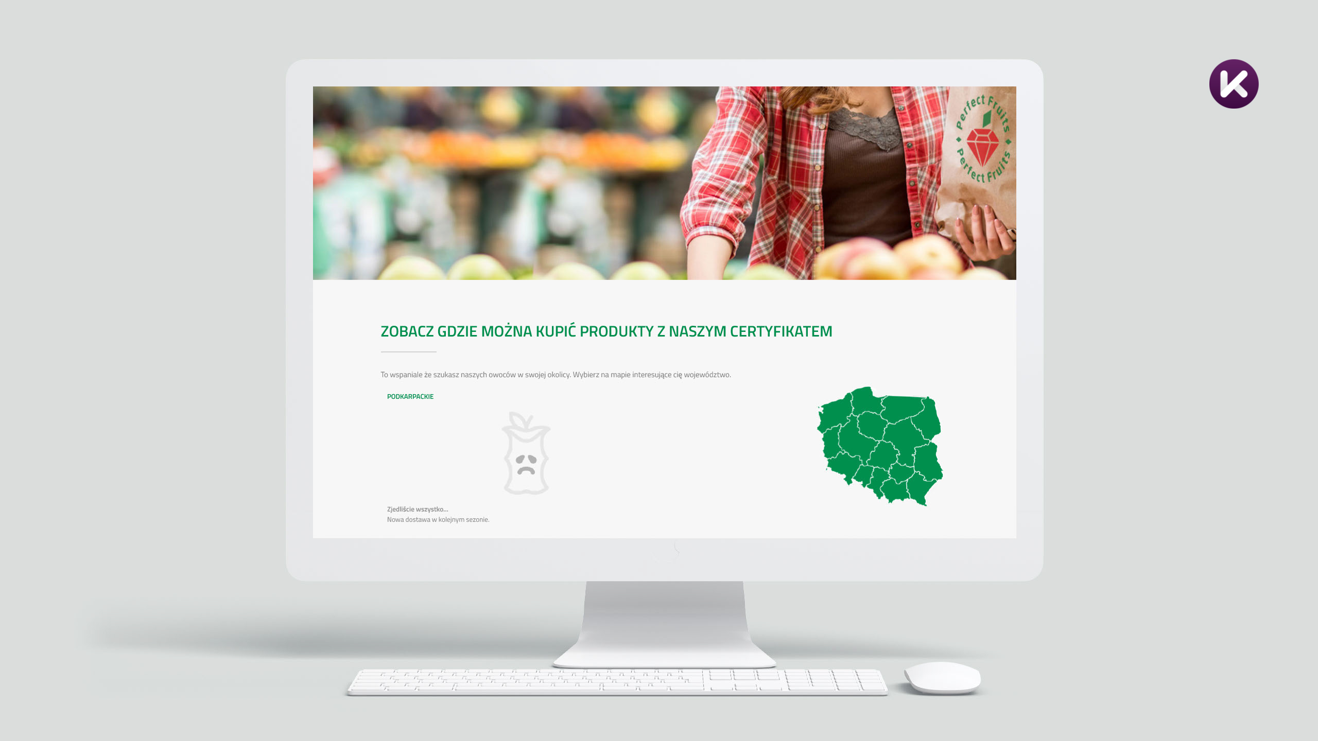 Projekt strony internetowej z informacją gdzie kupić polskie jabłka z certyfikatem