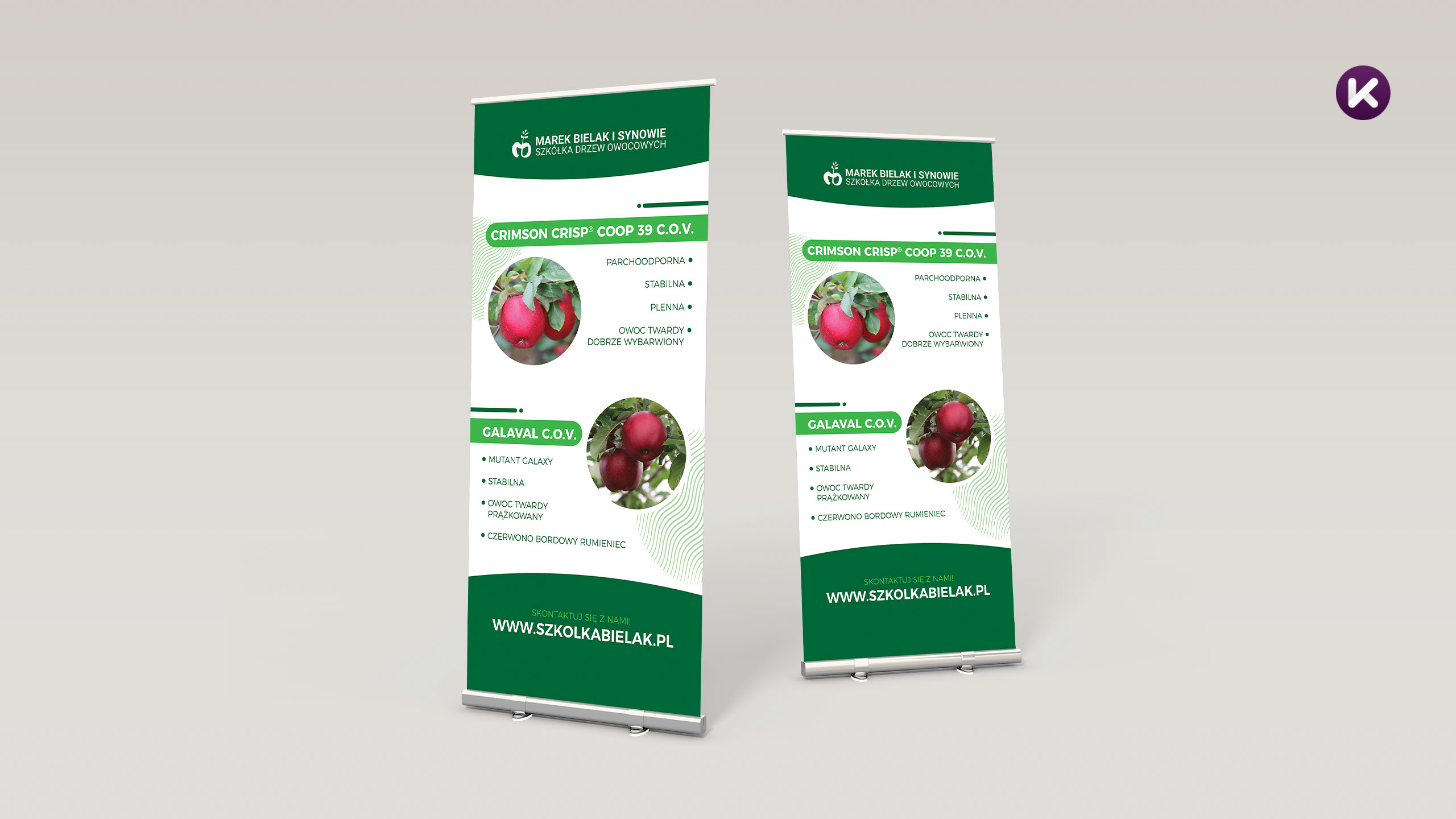 Roll up promujący odmianę Crimson Crisp oraz Galaval