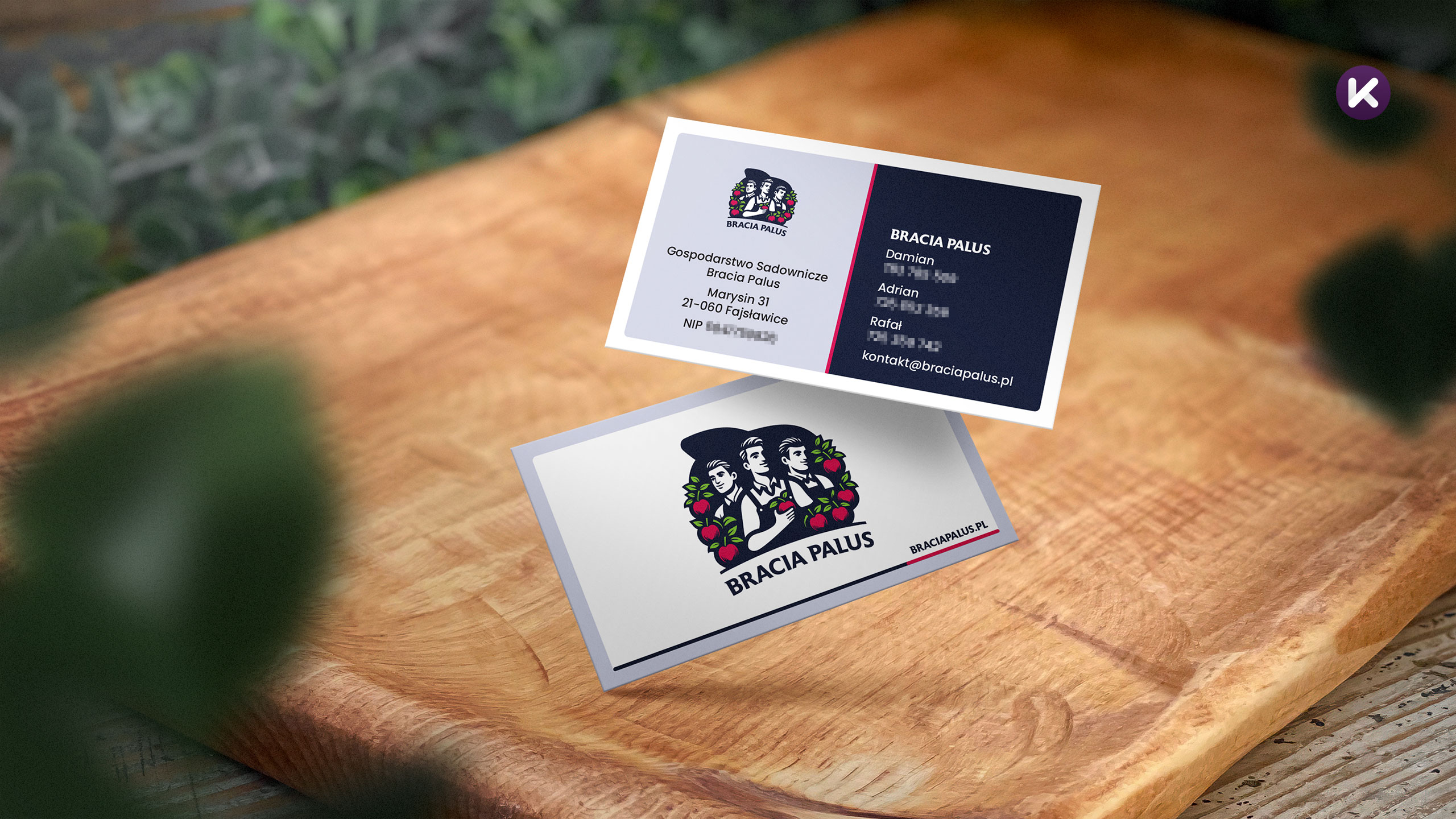 Wizytówka gospodarstwa sadowniczego Bracia Palus